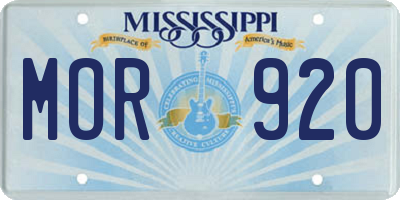 MS license plate MOR920