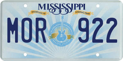 MS license plate MOR922