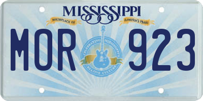 MS license plate MOR923