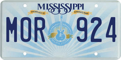 MS license plate MOR924