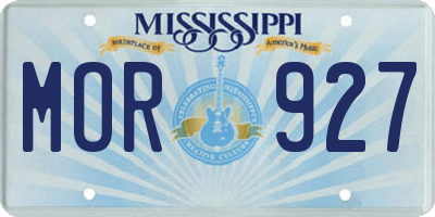 MS license plate MOR927