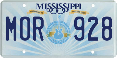 MS license plate MOR928
