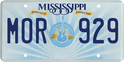 MS license plate MOR929