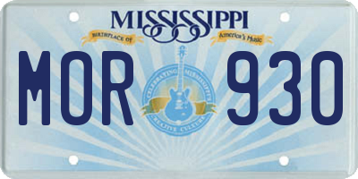 MS license plate MOR930