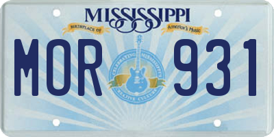 MS license plate MOR931