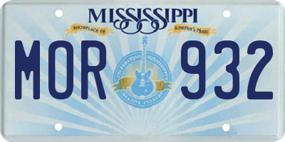 MS license plate MOR932