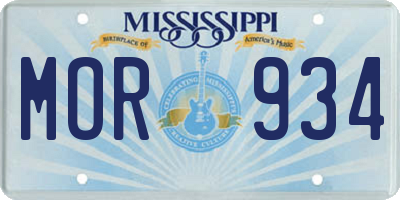 MS license plate MOR934