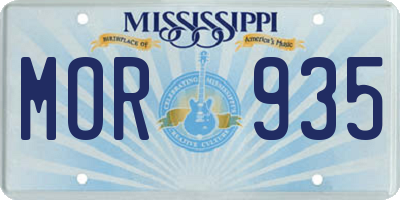 MS license plate MOR935