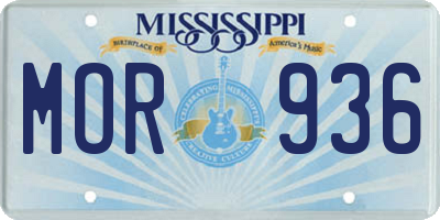 MS license plate MOR936