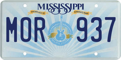 MS license plate MOR937