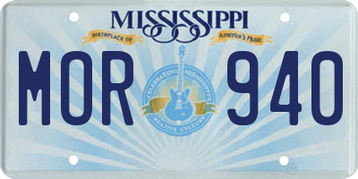 MS license plate MOR940