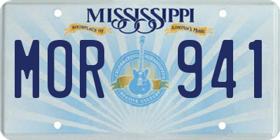 MS license plate MOR941