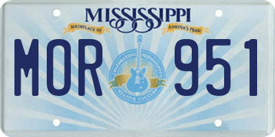 MS license plate MOR951