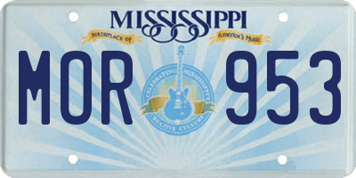 MS license plate MOR953
