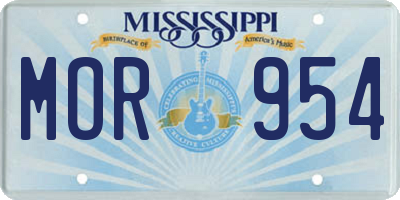 MS license plate MOR954
