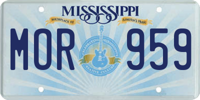 MS license plate MOR959