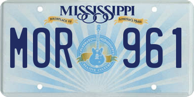 MS license plate MOR961