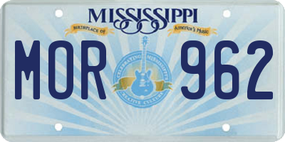 MS license plate MOR962