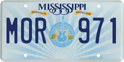 MS license plate MOR971
