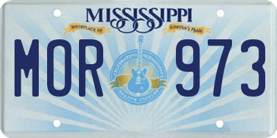 MS license plate MOR973