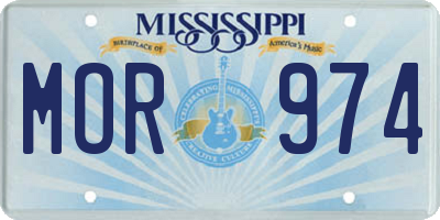 MS license plate MOR974