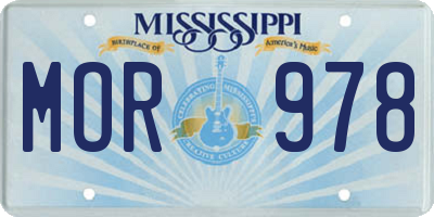 MS license plate MOR978