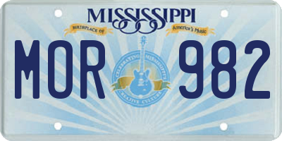 MS license plate MOR982