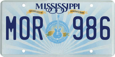 MS license plate MOR986