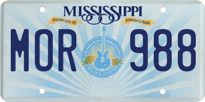 MS license plate MOR988