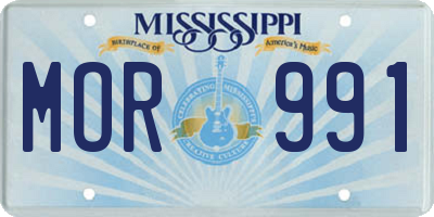 MS license plate MOR991
