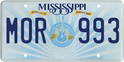MS license plate MOR993