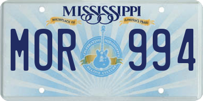 MS license plate MOR994