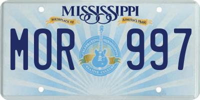MS license plate MOR997
