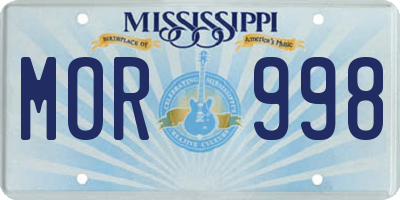 MS license plate MOR998