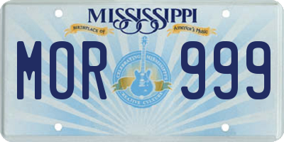MS license plate MOR999