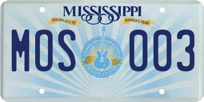MS license plate MOS003