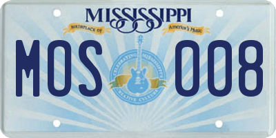 MS license plate MOS008