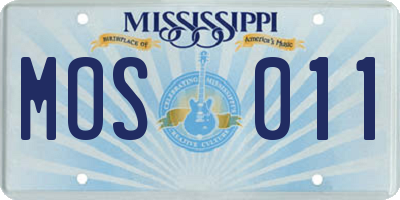 MS license plate MOS011