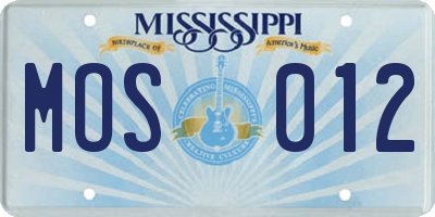 MS license plate MOS012