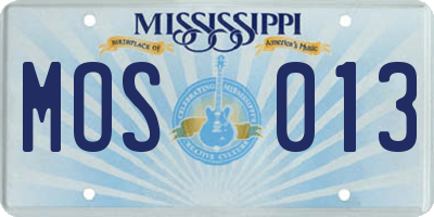 MS license plate MOS013