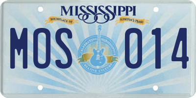 MS license plate MOS014