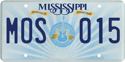MS license plate MOS015