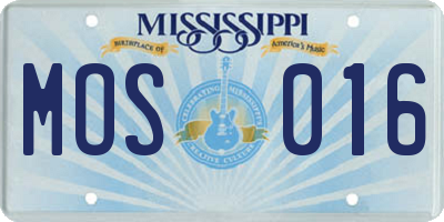 MS license plate MOS016