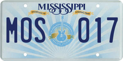 MS license plate MOS017