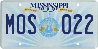 MS license plate MOS022