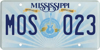 MS license plate MOS023