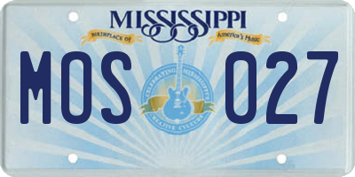 MS license plate MOS027