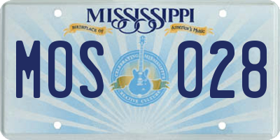 MS license plate MOS028