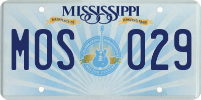 MS license plate MOS029