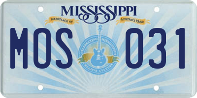 MS license plate MOS031